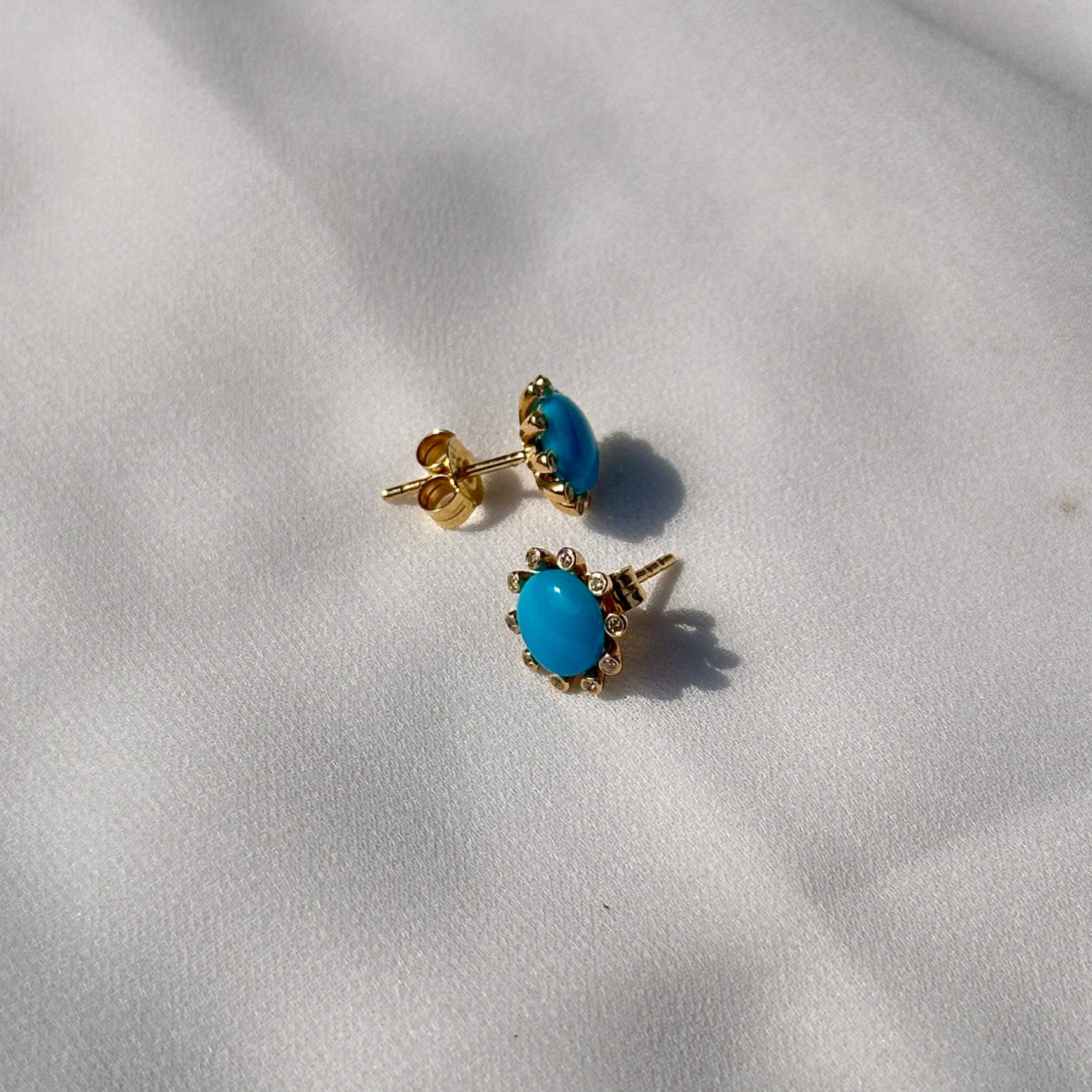 Turquoise & Diamond 14K Gold Earrings