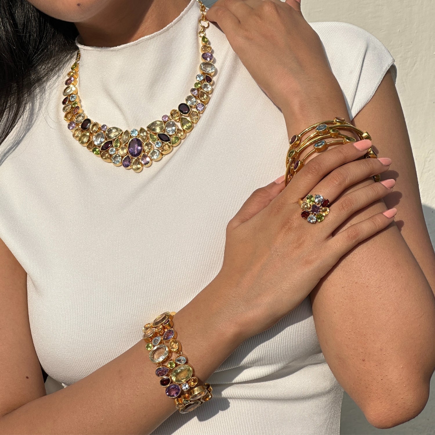 Elvia Colorstone 18K Gold Plated Silver Necklace