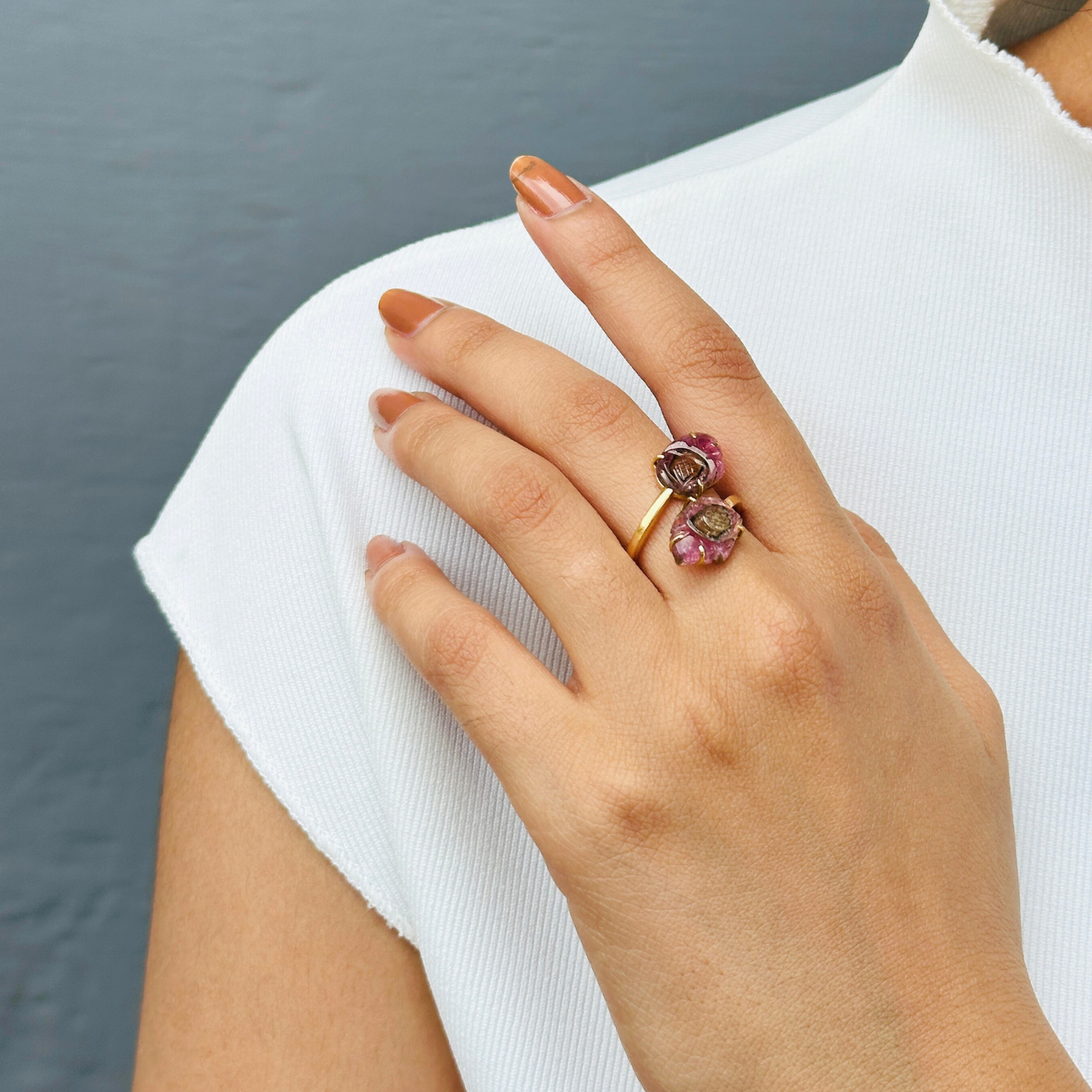 Watermelon Tourmaline 18K Gold Ring