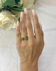 Contemporary Art Deco Emerald Diamond Ring