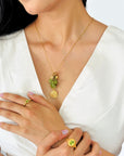Kai Prehnite & Diamond 18K Gold Plated Silver 925 Necklace