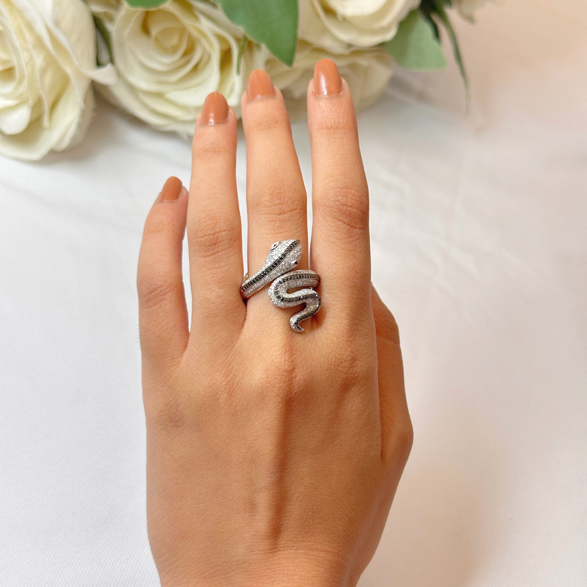 Snake Spiral Diamond Ring