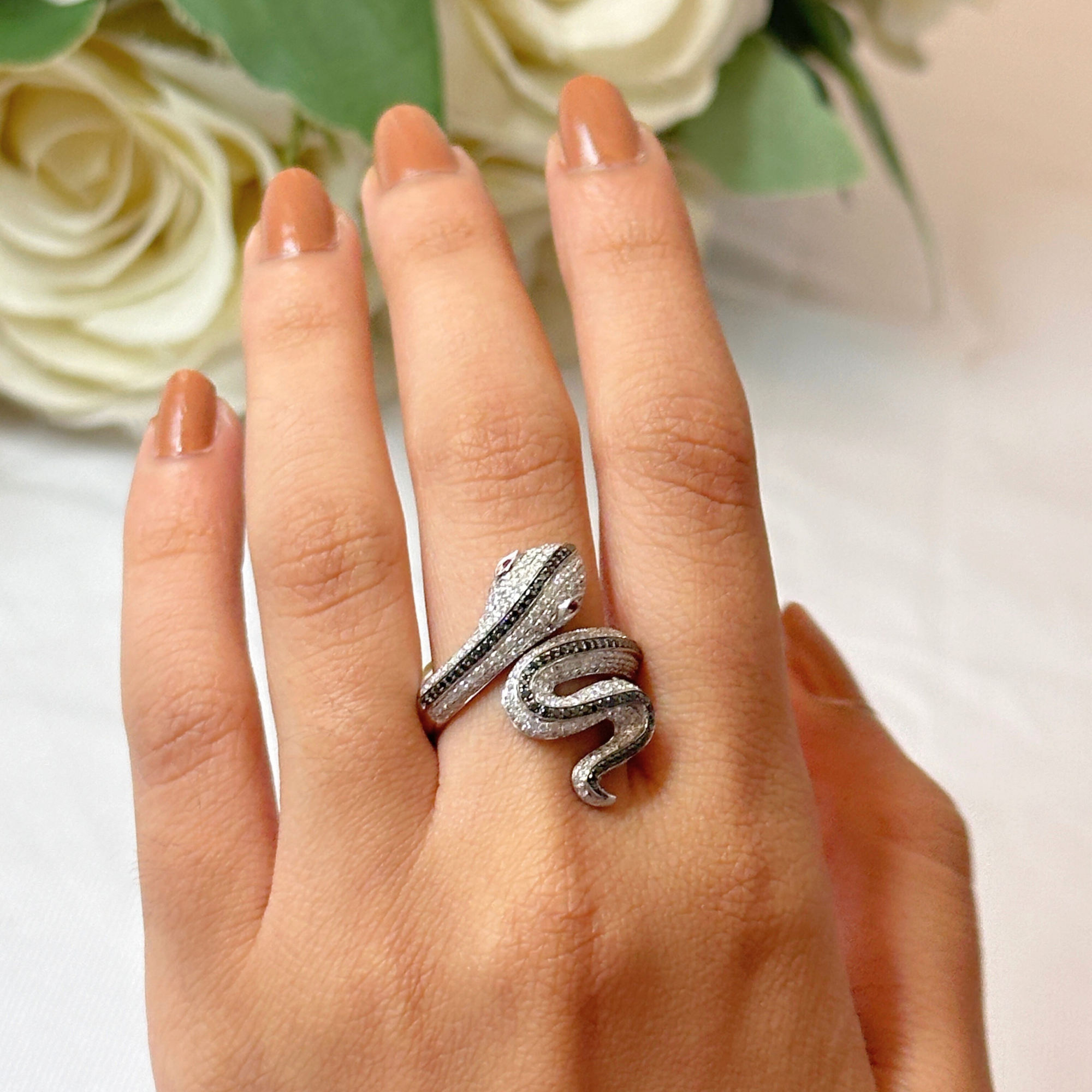 Snake Spiral Diamond Ring