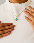 Turquoise Floral 14K Gold Pendant with Diamonds