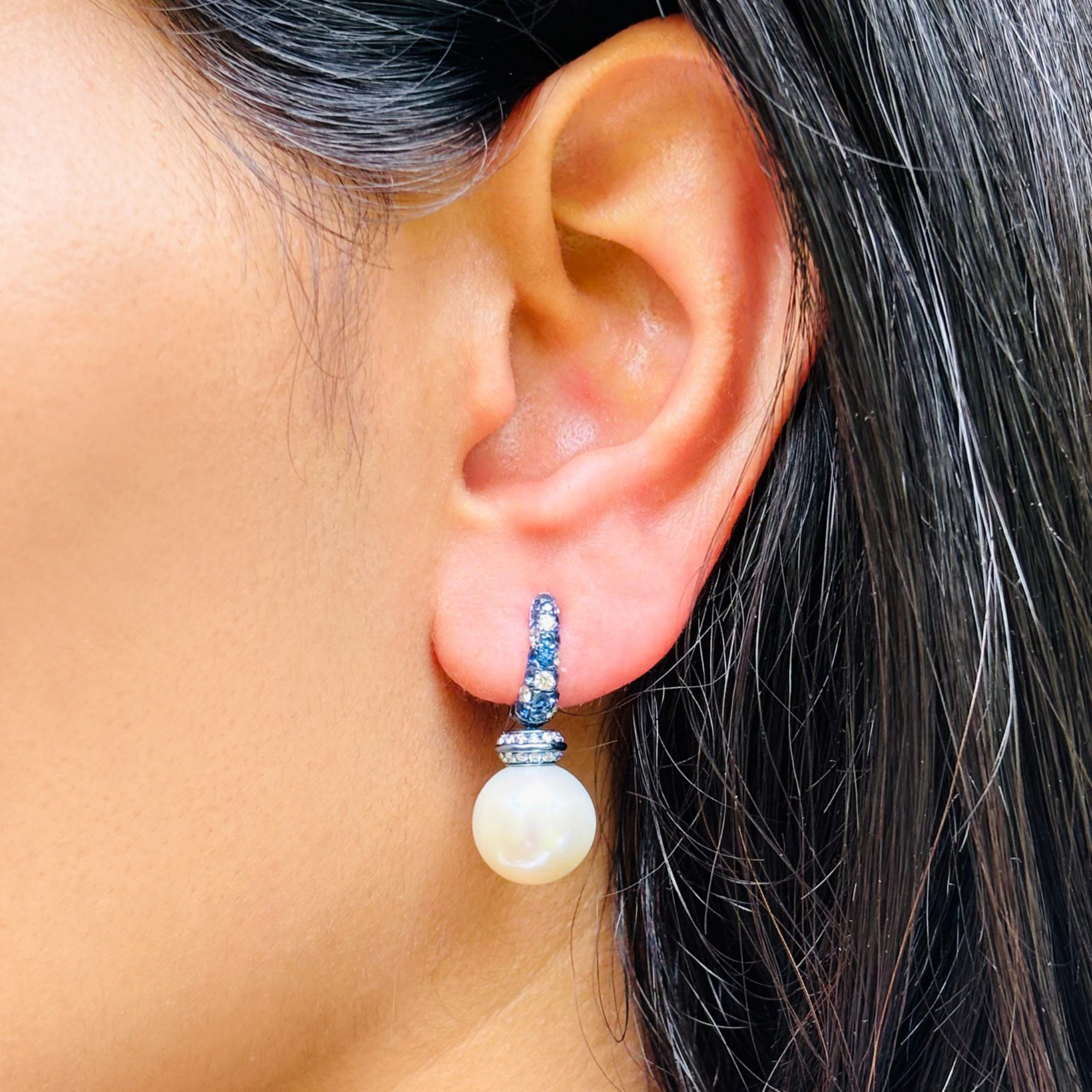 Riri Pearl & Sapphire Earrings