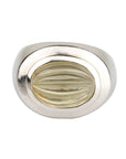 Melon Shaped Lemon Quartz Silver 925 Ring