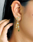 Trout Tourmaline & Diamond 18K Gold Plated Silver 925 Earrings