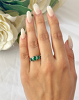 Three Emeralds White Gold Ring