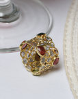 Zephyr Tourmaline and Diamond Gold Plated Silver Ring