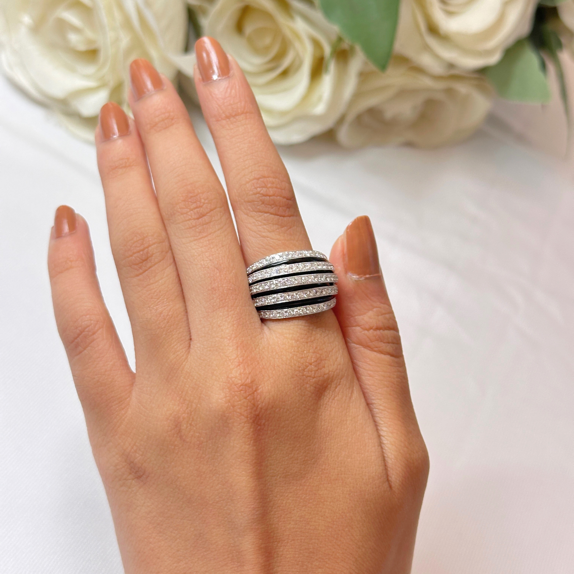 Earth Dome Ring with Black Onyx & Diamonds