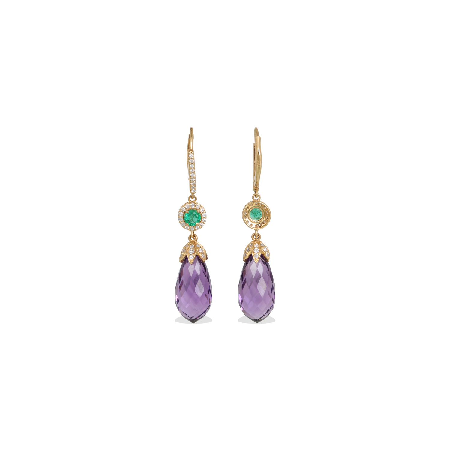 Miu Amethyst & Emerald Earrings