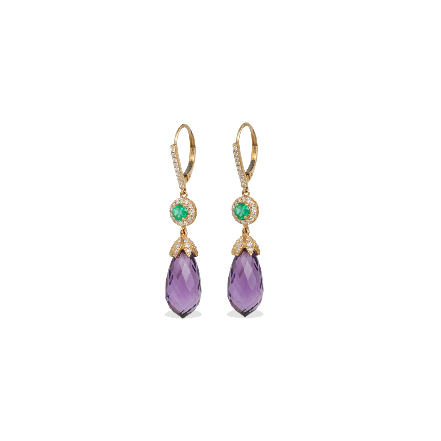 Miu Amethyst & Emerald Earrings