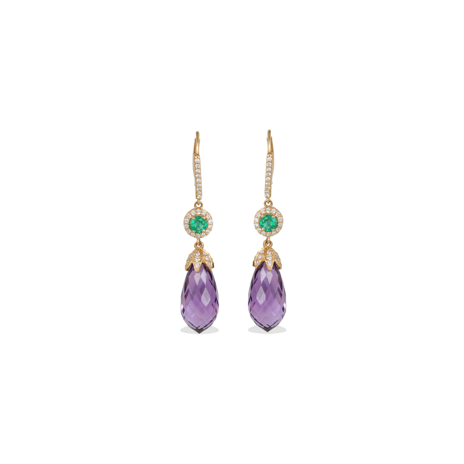 Miu Amethyst & Emerald Earrings