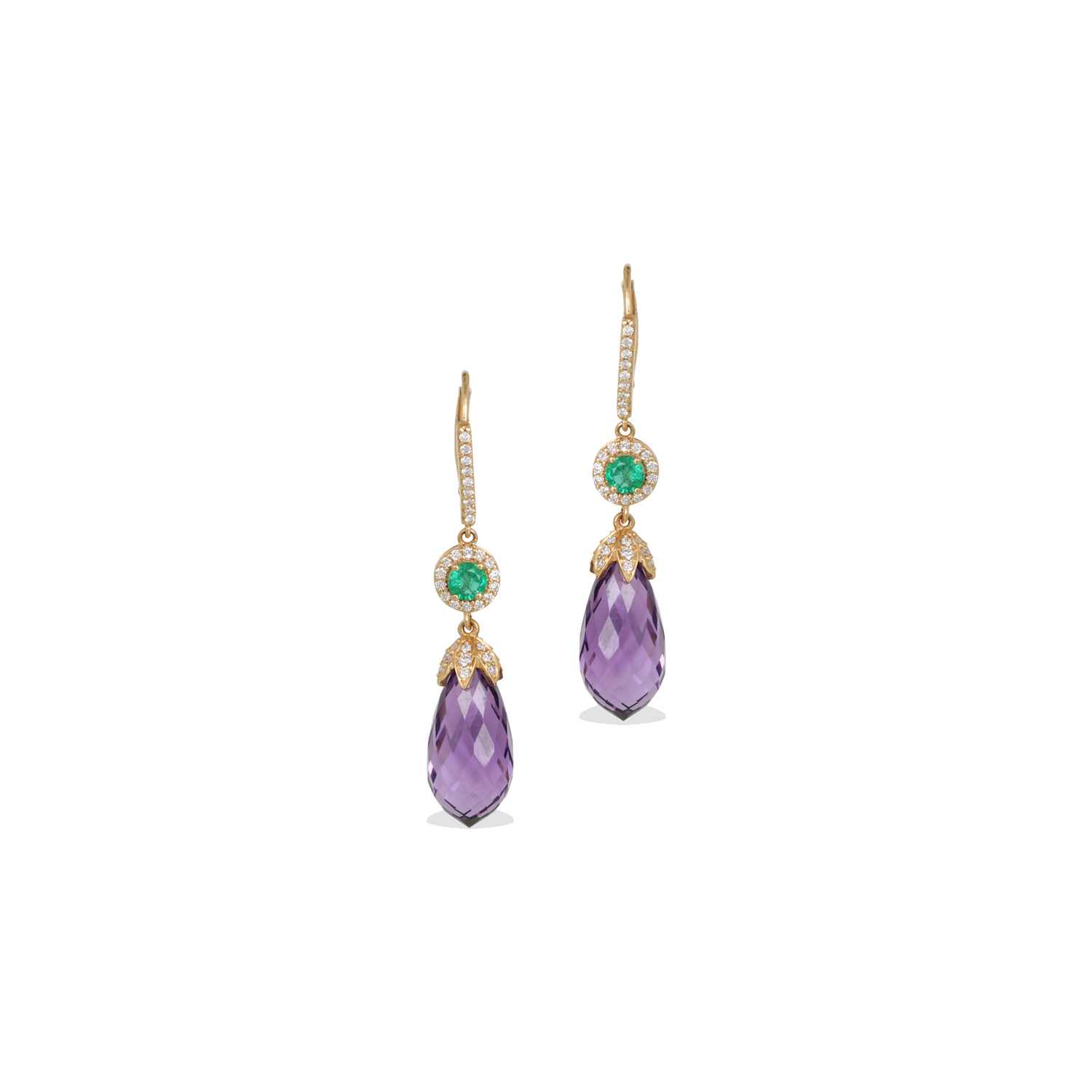 Miu Amethyst & Emerald Earrings