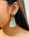 Mermaid Abalone and Smokey Quartz Silver 925 Earrings