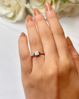 Square shape Diamond & Sapphire Ring