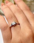 Square shape Diamond & Sapphire Ring
