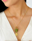 Kai Prehnite & Diamond 18K Gold Plated Silver 925 Necklace