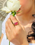 Celeste Tourmaline Gold Plated Silver 925 Love Ring