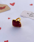 Halo Ruby Gold Plated Silver 925 Love Ring