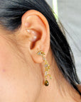 Trout Tourmaline & Diamond 18K Gold Plated Silver 925 Earrings