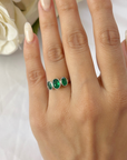 Three Emeralds White Gold Ring