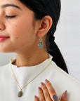 Labradorite & Emerald 18K Gold Earrings