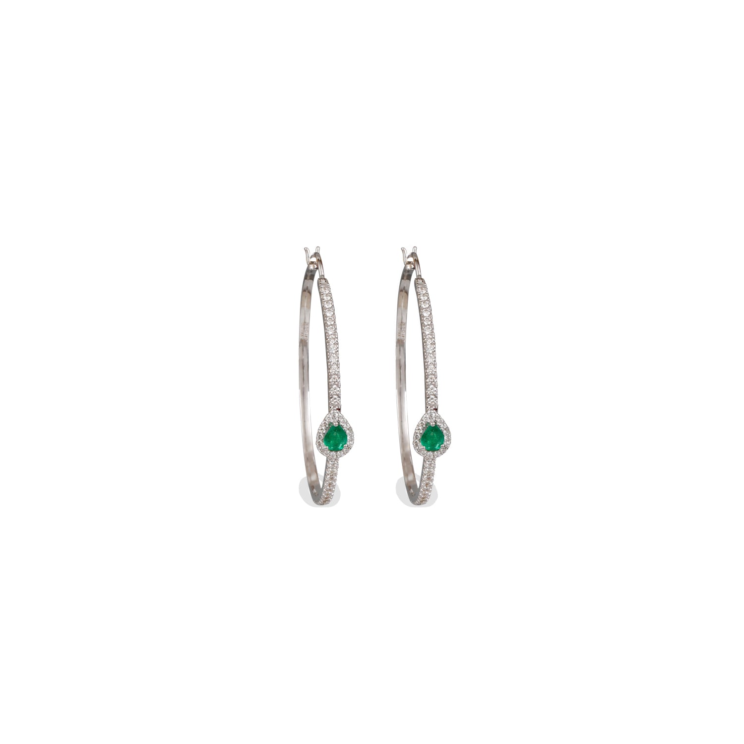 Diamonds & Emerald Hoop Earrings