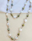 Saro Green & White Pearl Silver 925 Necklace