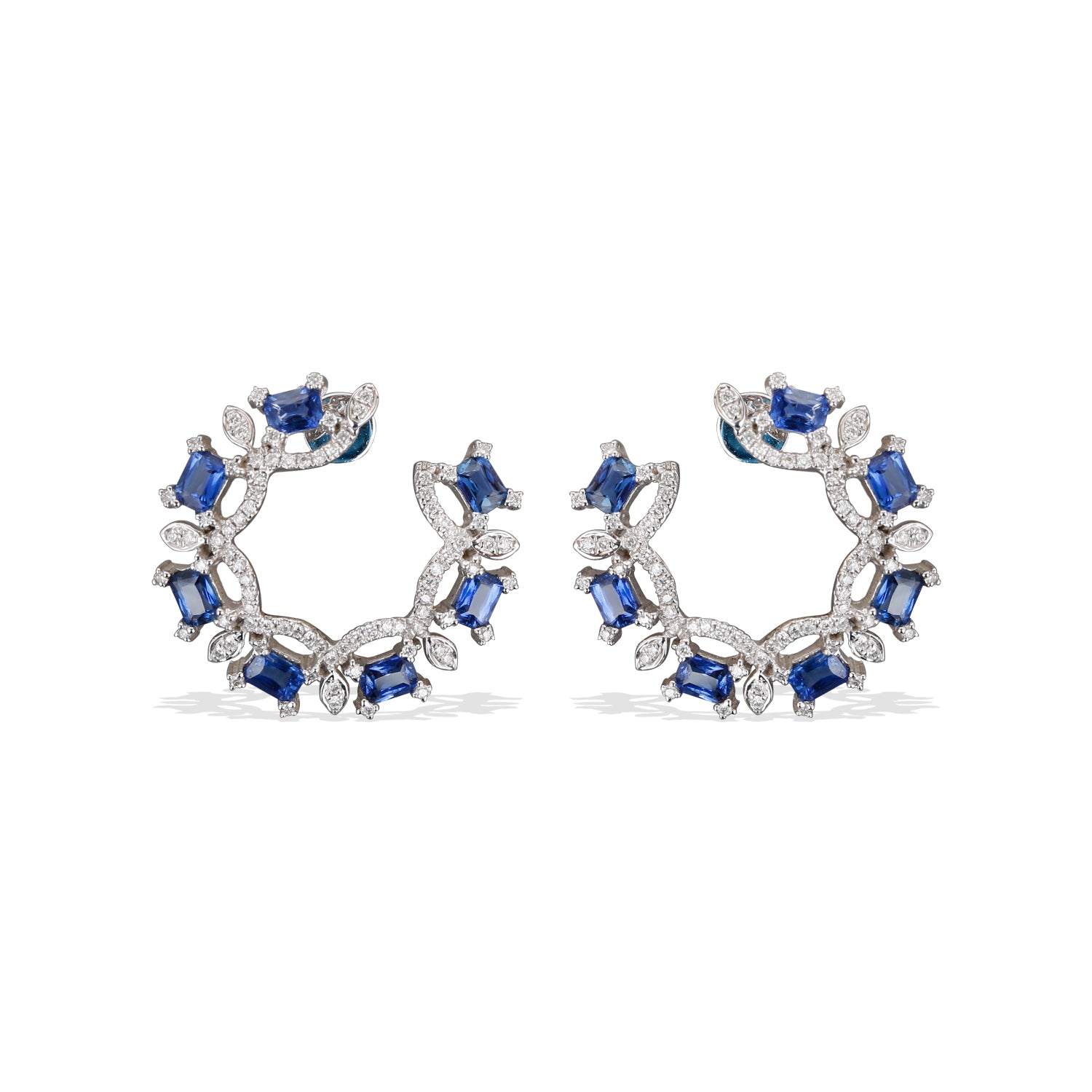 Sunbeam Sapphire Diamond Hoop Earrings