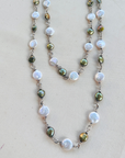 Saro Green & White Pearl Silver 925 Necklace