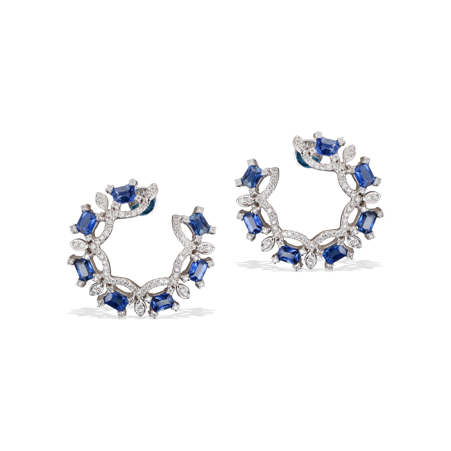 Sunbeam Sapphire Diamond Hoop Earrings