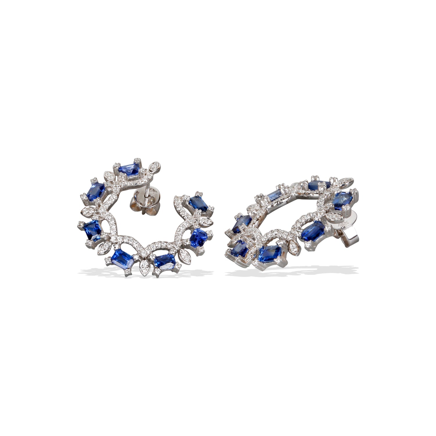 Sunbeam Sapphire Diamond Hoop Earrings