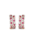 Curved Drop Ruby Diamond Earrings