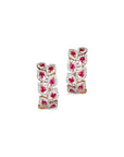 Curved Drop Ruby Diamond Earrings