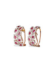 Curved Drop Ruby Diamond Earrings