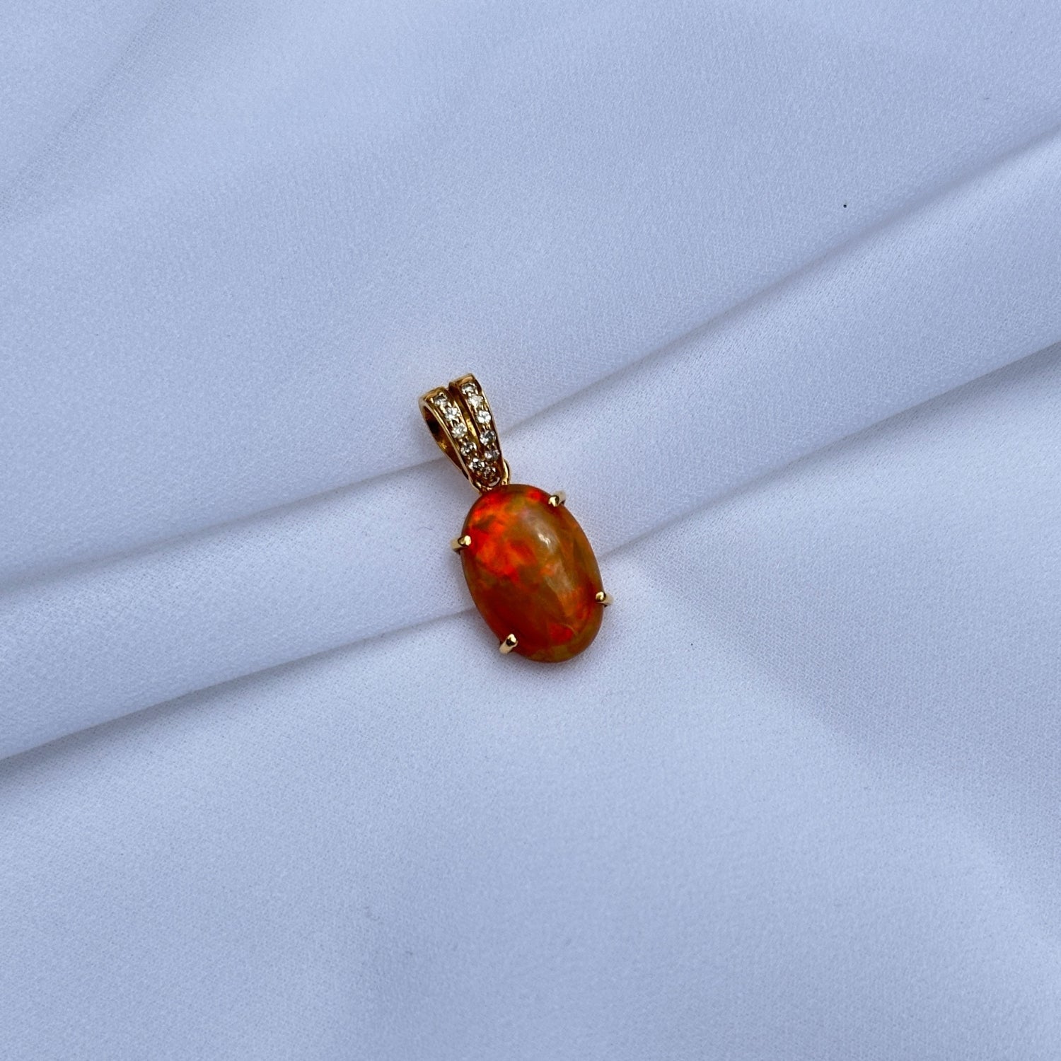 Opal & Diamond 18K Gold Pendant
