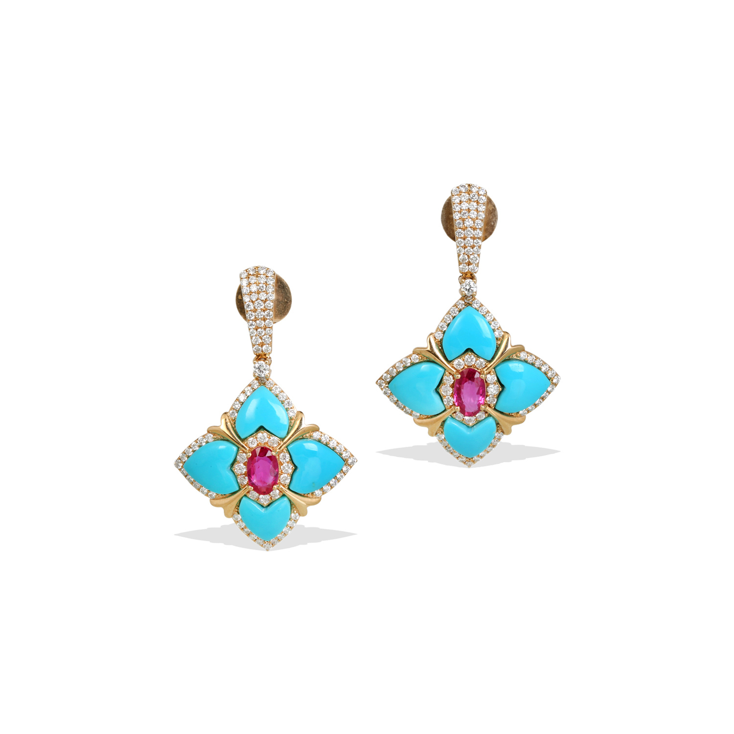 His Turquoise and Ruby Earrings
