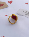 Halo Ruby Gold Plated Silver 925 Love Ring