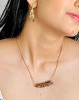 Snick Tourmaline Beaded 18K Gold Plated Silver 925 Necklace