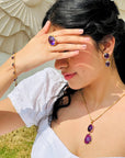 Roie Amethyst Gold Plated Silver 925 Love Earrings