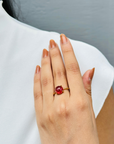 Pink Tourmaline Round 18K Gold Ring