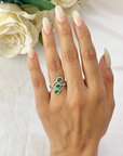 Emerald & Diamonds Crossover Ring