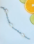 Pellet Pearl and Blue Topaz Silver 925 Bracelet
