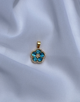 Blue Topaz Flower 18K Gold Pendant with Diamonds