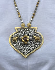 Flower and Elephant Detail Traditional Silver 925 Necklace