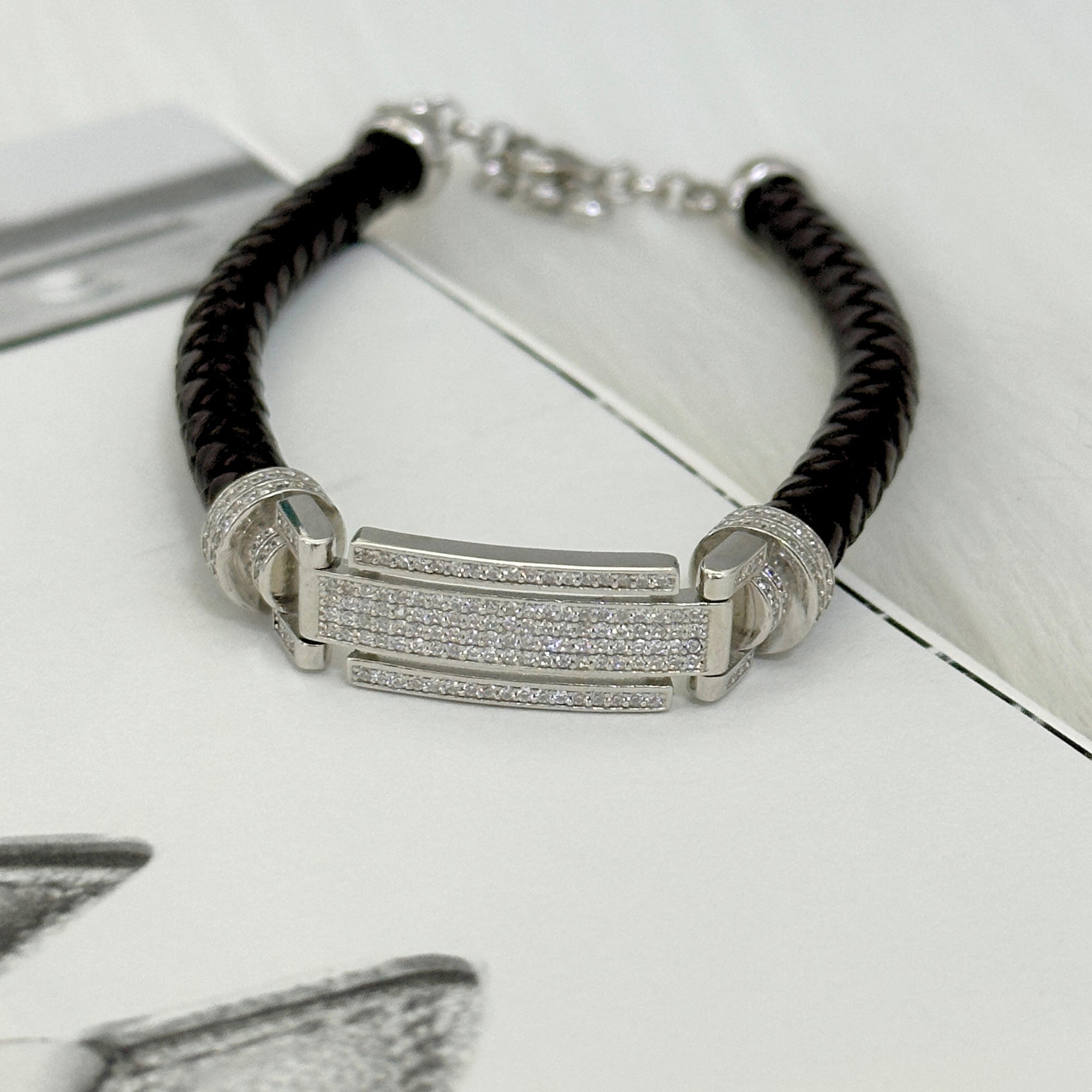 Bron Men's Zircon Silver 925 Bracelet