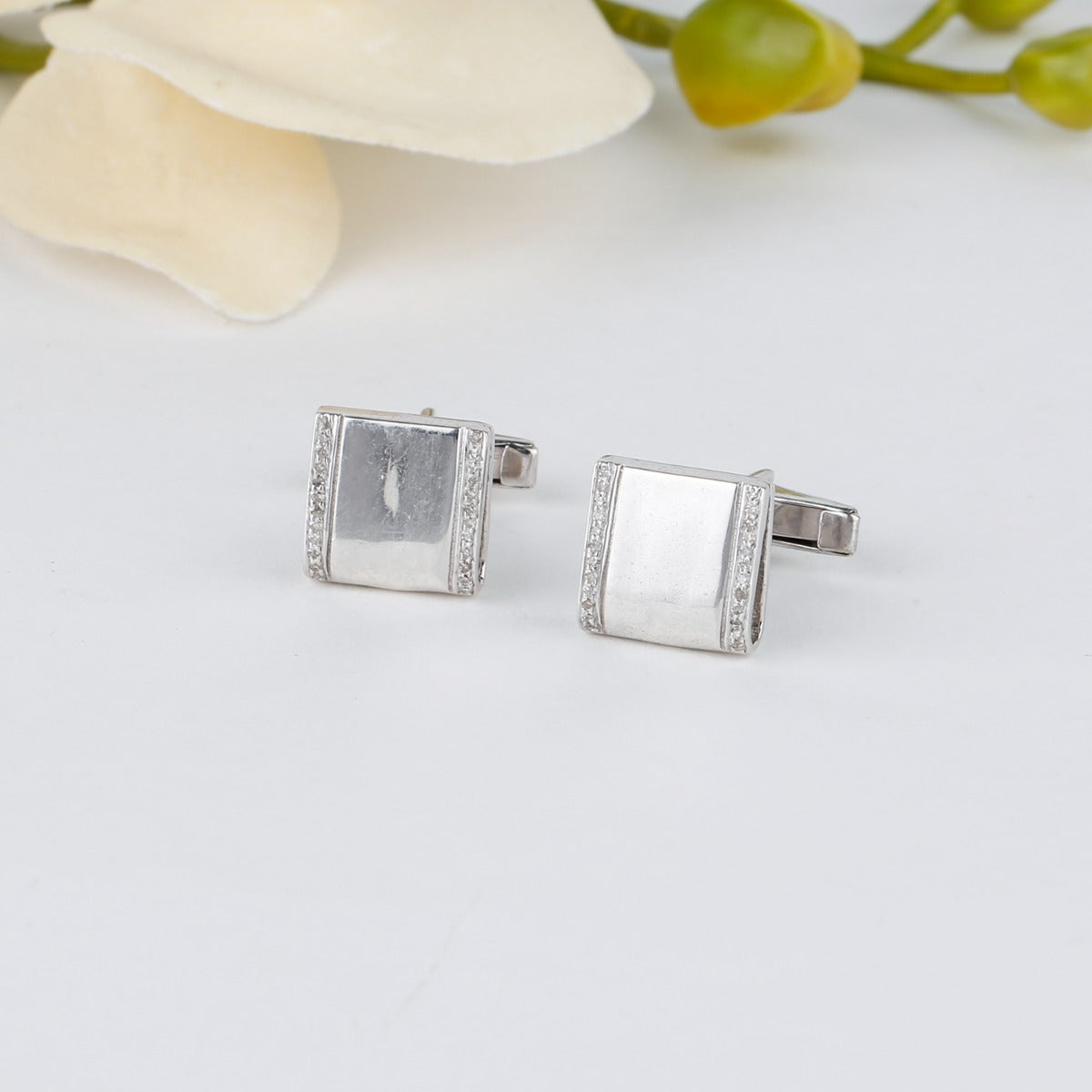 Adorable Diamond and Silver 925 Cufflinks