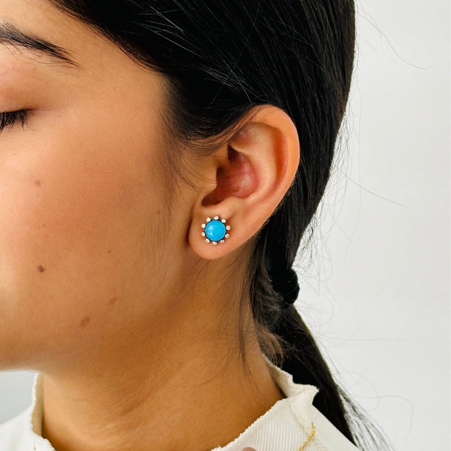 Turquoise & Diamond 14K Gold Earrings