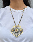 Flower and Elephant Detail Traditional Silver 925 Necklace